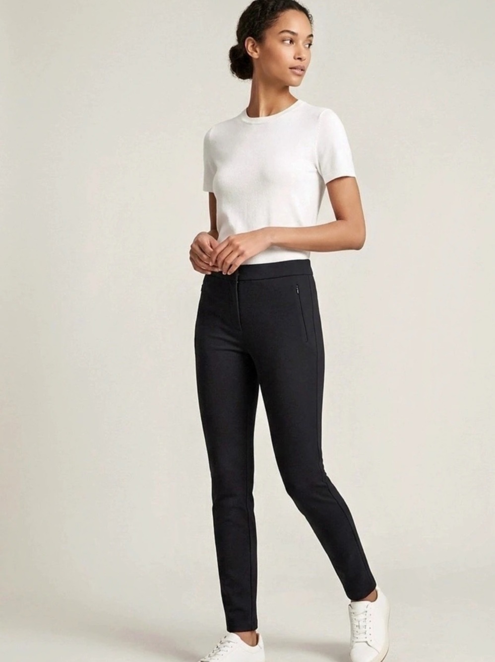 Theory Precision Ponte Zip-Pocket Skinny Pants Black Size 6